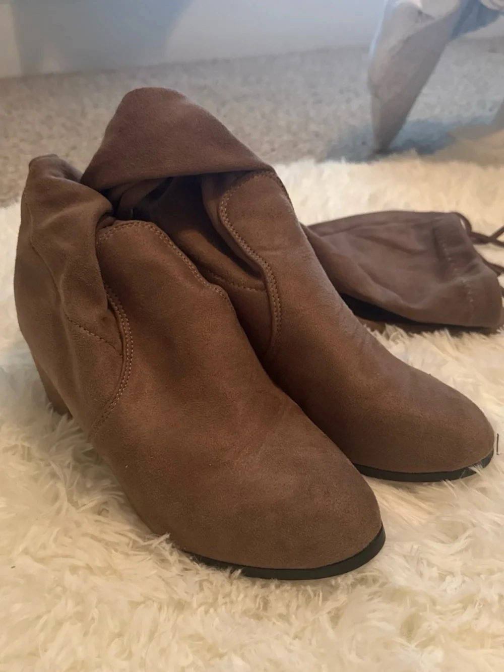 Brown Women's Suede Ankle Boots - Classic Slouch Style